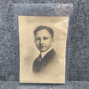 1900’s YOUNG TEENAGE BOY CABINET CARD PORTRAIT PHOTO, Signed RPPC Photo 6” X 10”